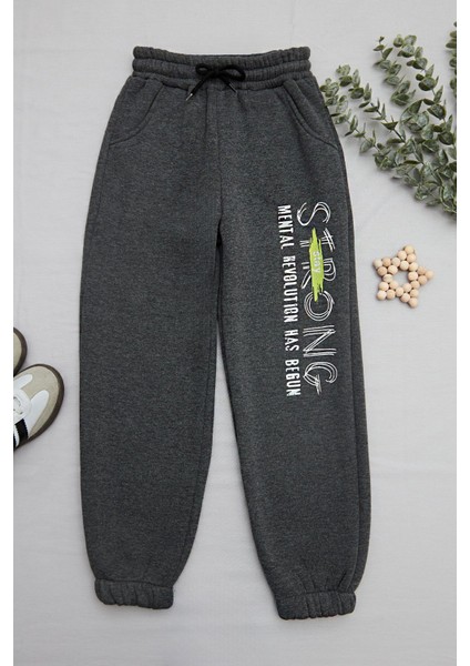 3 Iplik Stay Strong Baskılı Erkek Çocuk Jogger Eşofman Altı