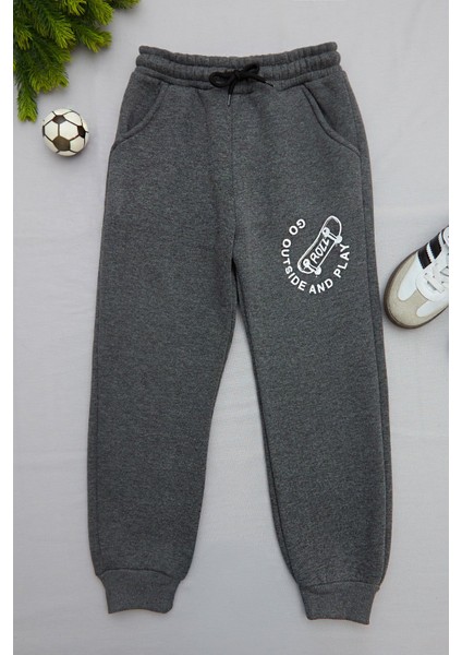 3 Iplik Kaykay Baskılı Jogger Erkek Çocuk Eşofman Altı