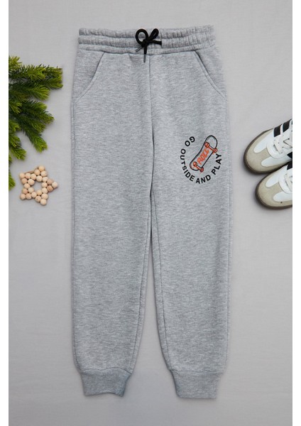 3 Iplik Kaykay Baskılı Jogger Erkek Çocuk Eşofman Altı
