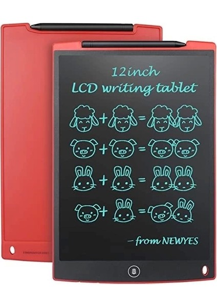 T12 Kırmızı Writing Tablet LCD 12 Inç Dijital Kalemli Çizim Yazı Tahtası
