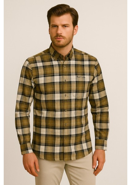 Klasik Kareli Melanj Uzun Kol Gömlek Pier Chuvin