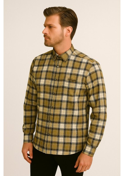 Klasik Kareli Melanj Uzun Kol Gömlek Pier Chuvin fiyatları