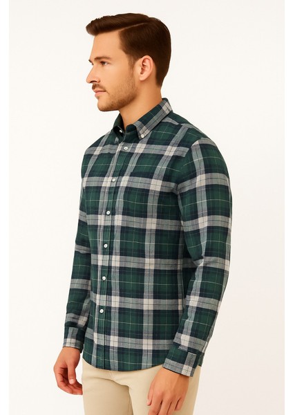 Klasik Kareli Melanj Uzun Kol Gömlek Pier Chuvin fiyatları