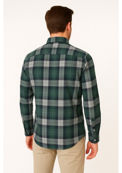 Klasik Kareli Melanj Uzun Kol Gömlek Pier Chuvin modelleri