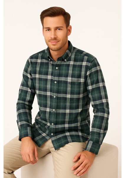 Klasik Kareli Melanj Uzun Kol Gömlek Pier Chuvin fırsatları