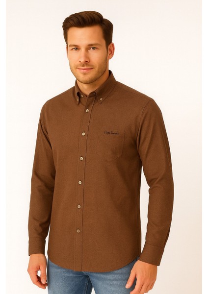 Erkek Klasik Düz Melanj Vikol Gömlek