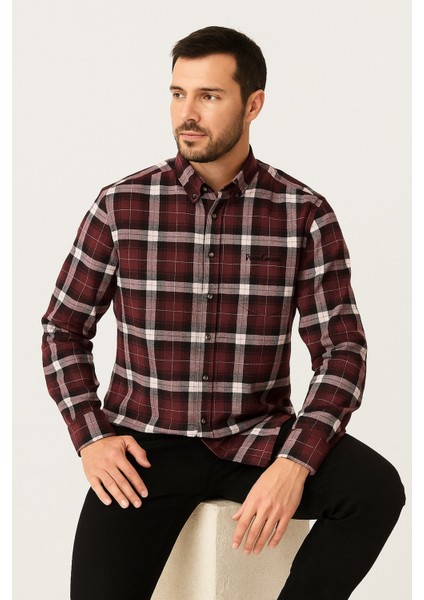 Klasik Kareli Melanj Uzun Kol Gömlek Pier Chuvin fırsatları