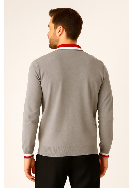 Erkek Polo Yaka Fermuarlı Kazak 8008 modelleri