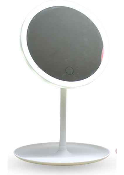 Büro Ev Ofis Kişisel Bakımı Için 30X18CM Ledli Masaüstü Yuvarlak Makyaj Aynası
