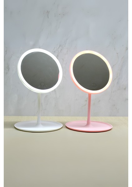 Büro Ev Ofis Kişisel Bakımı Için 30X18CM Ledli Masaüstü Yuvarlak Makyaj Aynası fiyatları