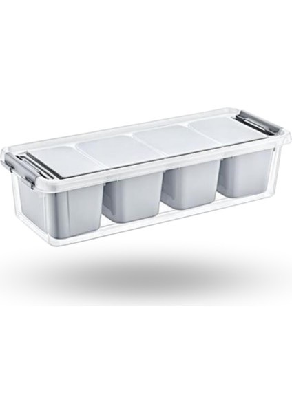 Büro Ev Ofis Mutfağı Için 3,5lt 4 Bölmeli Derin Gıda Saklama Kutusu