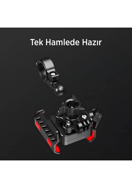 Gidon Bağlantılı 360° Derece Ayarlanabilir 3.5”-7.2” Uyumlu Motosiklet Bisiklet Telefon Tutucu modelleri