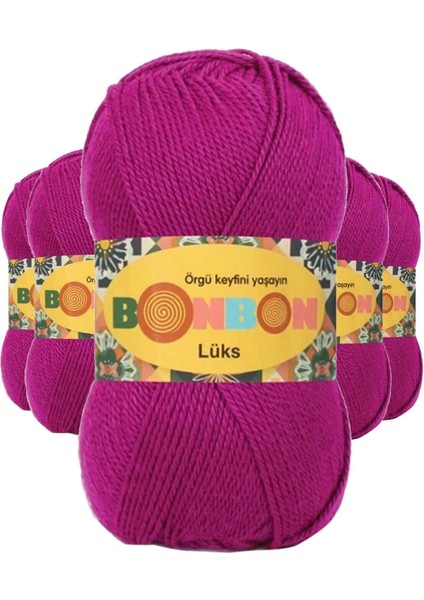 5 Adet Lüks Patik Ipi Yünü Fuşya 98403