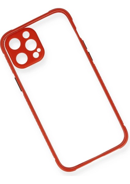 iPhone 12 Pro Kılıf Miami Şeffaf Silikon - Kırmızı modelleri