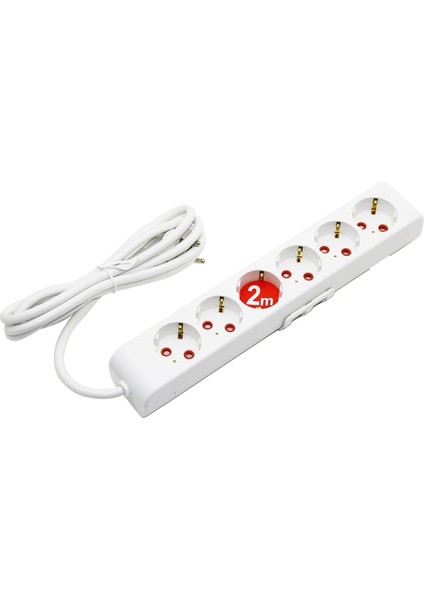 6lı - 2mt Uzatma Kablo - Topraklı Grup Priz (4887)