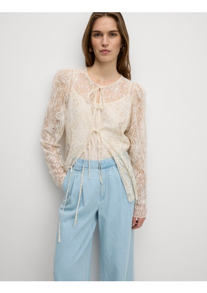 Yüksek Bel Tailored Wide Leg Jean