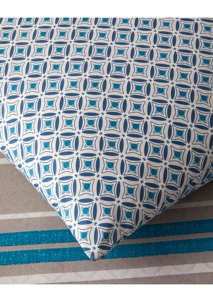 Line Motion Kolay Ütülenir Tek Kişilik Nevresim Takımı 160X220 cm Lacivert - Bej fırsatları