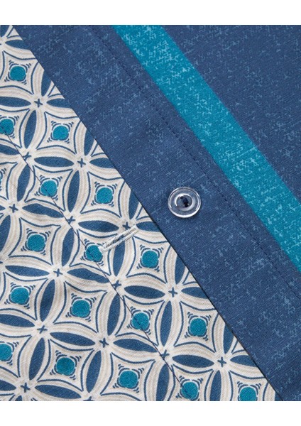 Line Motion Kolay Ütülenir Tek Kişilik Nevresim Takımı 160X220 cm Lacivert - Bej