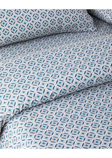 Line Motion Kolay Ütülenir Tek Kişilik Nevresim Takımı 160X220 cm Lacivert - Bej