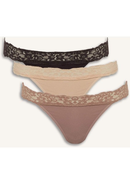 Dantel Detaylı 3'lü Külot-Fall in Love F2124AX25AU