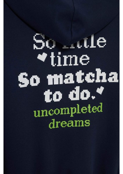 Coool Overshirt Fit Kapüşonlu Baskılı Kalın Kumaş Sweatshirt G0179AX25WN fırsatları