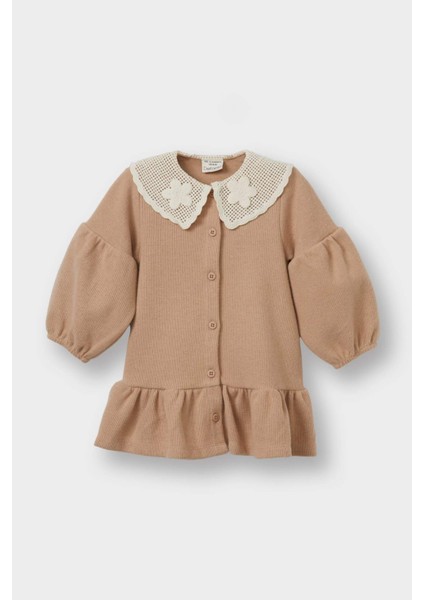 Kız Bebek Bebe Yaka Uzun Kollu Elbise G0144A525WN