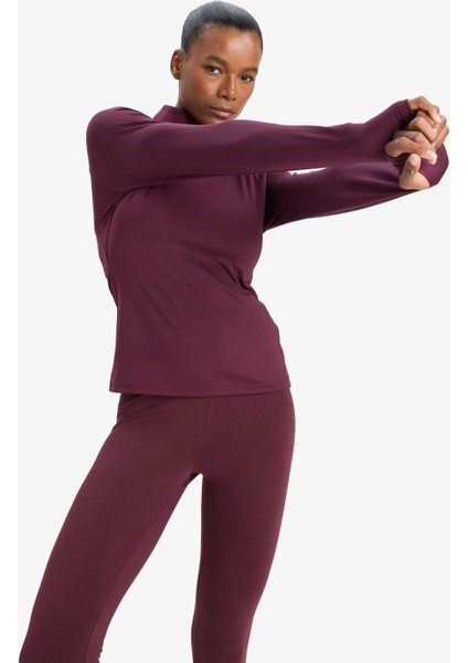 Fit Standart Fit Dik Yaka Fermuarlı İçi Yumuşak Tüylü Sporcu Uzun Kollu Tişört B0811AX25AU modelleri