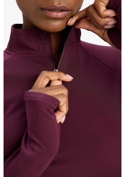 Fit Standart Fit Dik Yaka Fermuarlı İçi Yumuşak Tüylü Sporcu Uzun Kollu Tişört B0811AX25AU indirimleri