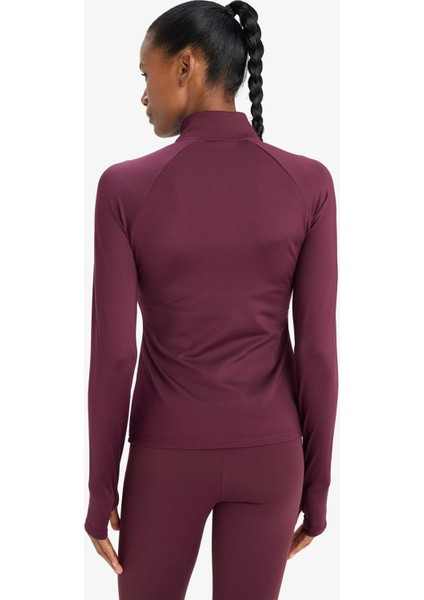 Fit Standart Fit Dik Yaka Fermuarlı İçi Yumuşak Tüylü Sporcu Uzun Kollu Tişört B0811AX25AU