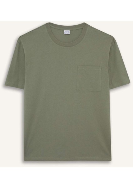 Bisiklet Yaka Penye Kısa Kollu Tişört F9767AX25SM