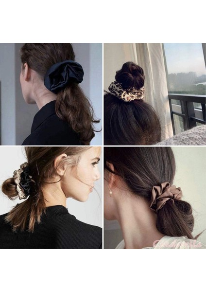 %100 Saf Ipek Kadın Scrunchie Saç Tokası 3.5cm - Yumuşak Rahat Uyku Için Simit Lastikli Toka Model-4 fiyatları