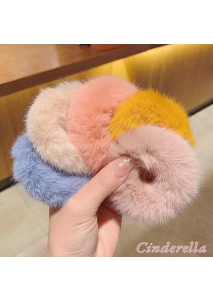 2'li Peluş Yumuşak Tüylü Renkli Simit Toka Peluş Scrunchie Lastikli Saç Tokası Renk-3 fırsatları