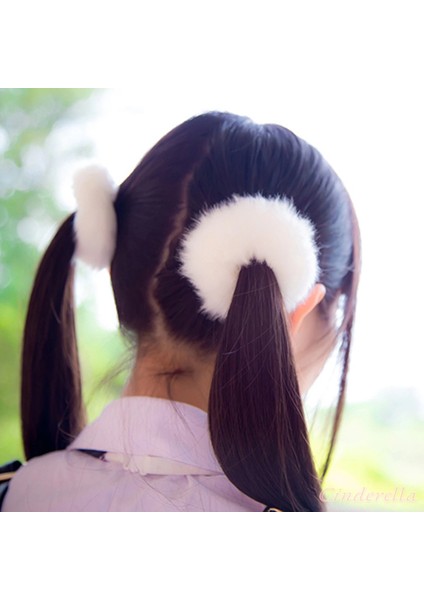 2'li Yumuşak Tüylü Renkli Peluş Simit Toka - Peluş Scrunchie Lastikli Saç Tokası Renk-4 fırsatları