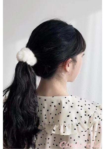 2'li Yumuşak Tüylü Renkli Peluş Simit Toka - Peluş Scrunchie Lastikli Saç Tokası Renk-1 fiyatları