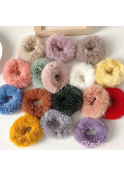 2'li Yumuşak Tüylü Renkli Peluş Simit Toka - Peluş Scrunchie Lastikli Saç Tokası Renk-1 indirimleri