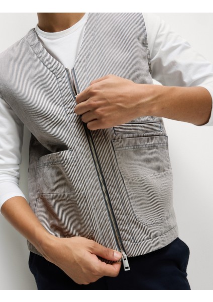 Pamuk Karışımlı Dolgulu Kanvas Yelek