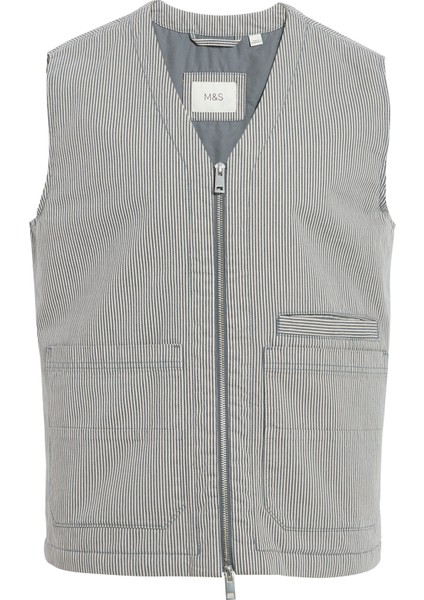 Pamuk Karışımlı Dolgulu Kanvas Yelek