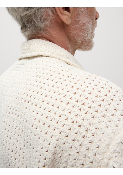 Saf Pamuklu Kroşe Desenli Gömlek