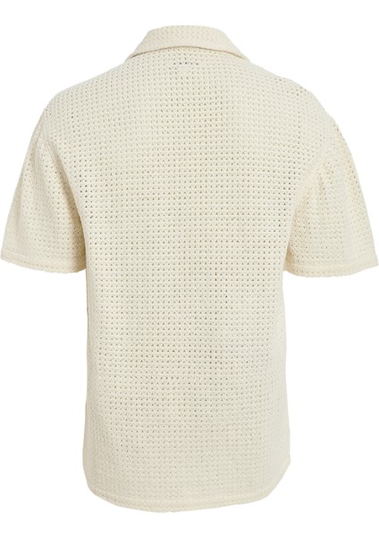 Saf Pamuklu Kroşe Desenli Gömlek