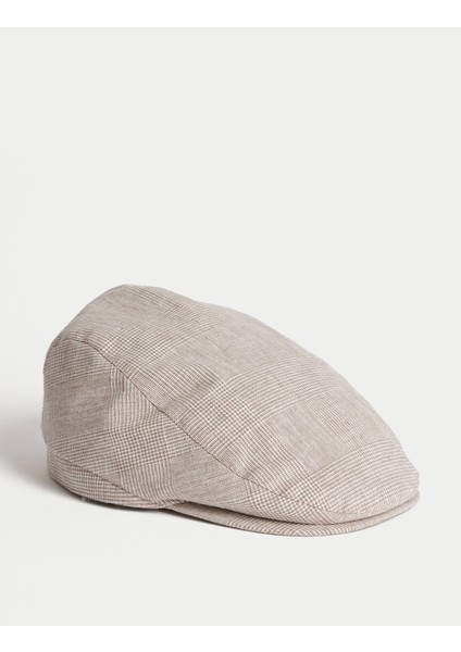 Keten Pamuk Karışımlı Kareli Şapka fiyatları