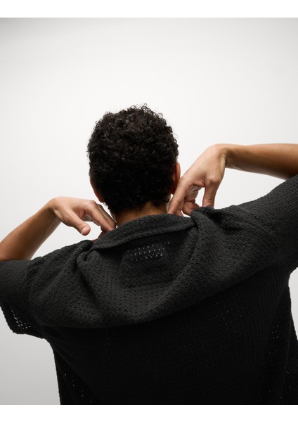 Saf Pamuklu Kroşe Desenli Gömlek