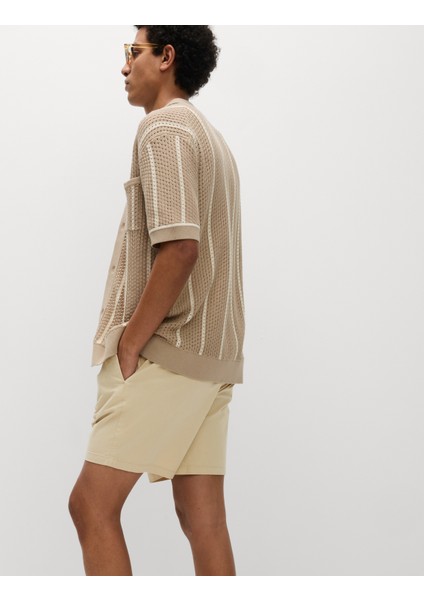 Saf Pamuklu Beli Lastikli Kısa Şort