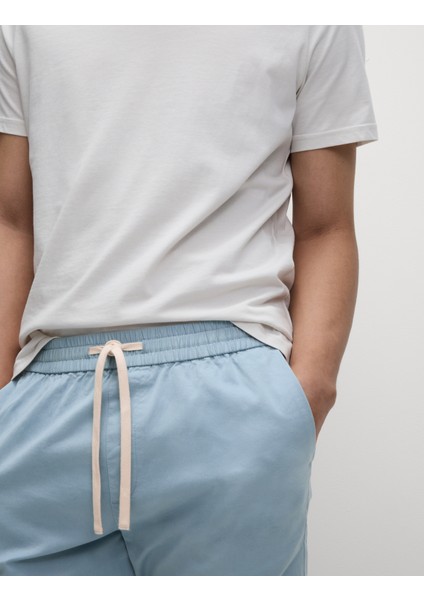 Saf Pamuklu Beli Lastikli Kısa Şort