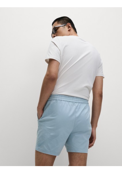 Saf Pamuklu Beli Lastikli Kısa Şort