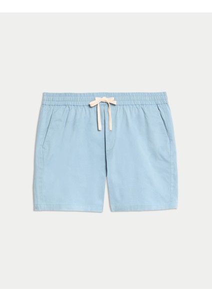 Saf Pamuklu Beli Lastikli Kısa Şort