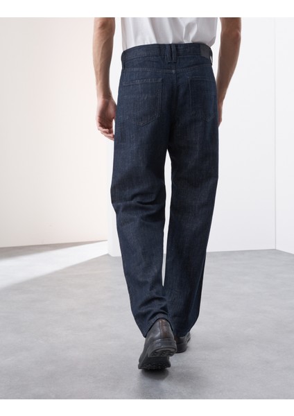 Keten Karışımlı Geniş Paça Jean Pantolon
