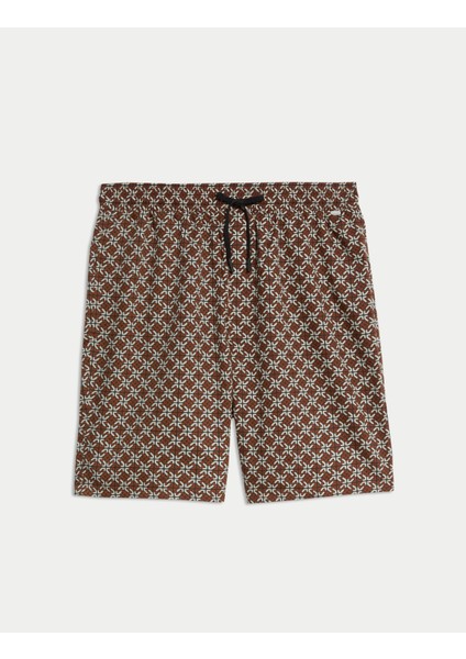 Pamuk Karışımlı Geometrik Desenli Pijama Şortu