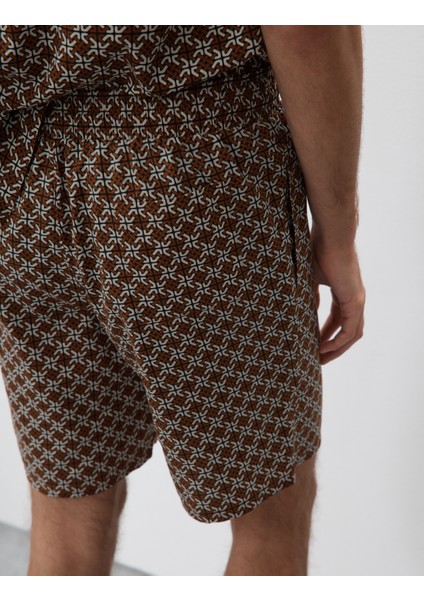 Pamuk Karışımlı Geometrik Desenli Pijama Şortu