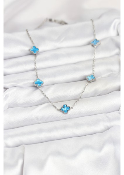 Zincir Gümüş Renk Buz Mavisi Baby Boy Yonca Kadın Kolye - EBJ250920W37841 fiyatları