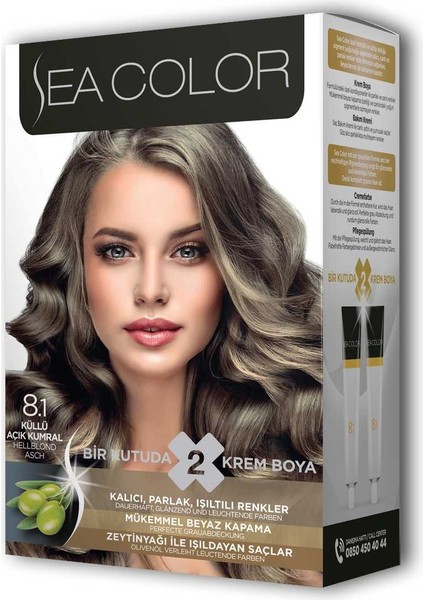 2 Tüp Krem Saç Boyası Seti Küllü Açık Kumral No:8.1 modelleri